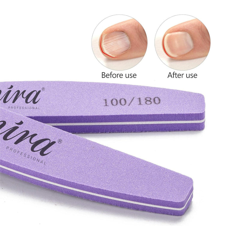 Mira Professional Half Moon Nail File 702 – Purple Sponge File for Nail Art (10 Pcs) - Nail file half moon shaped - Al Basel Cosmetics - UAE