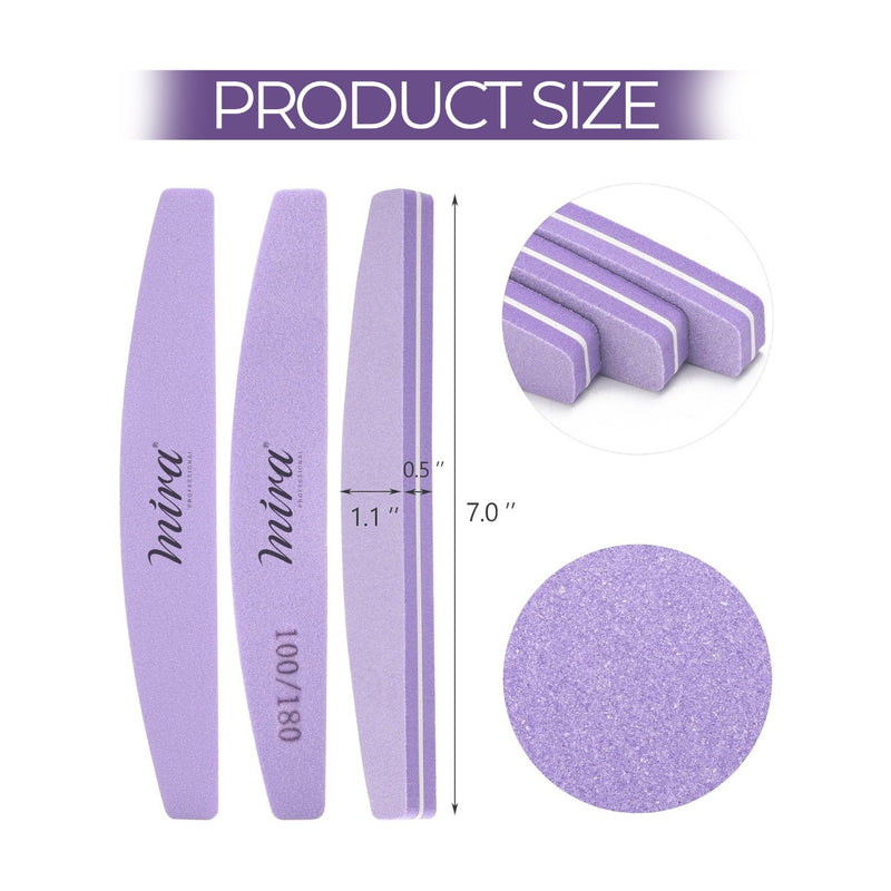 Mira Professional Half Moon Nail File 702 – Purple Sponge File for Nail Art (10 Pcs) - Nail file half moon shaped - Al Basel Cosmetics - UAE