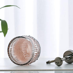 Vintage embossed glass spray bottle with bronze plastic top pump for salon and spa use – Al Basel Cosmetics