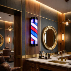 Outdoor LED Rotating Barber Pole Light – Waterproof Wall-Mounted Illuminated Barber Shop Sign Light - Barber pole in UAE - Remote control barber pole - Al Basel Cosmetics