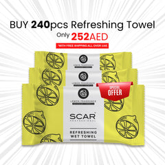 Lemon Refreshing Wet Towels – Instant Freshness On-the-Go Scar Professional | 240 Pieces