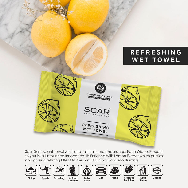 Lemon Refreshing Wet Towels - Refreshing towel for Salon - Spa scented refreshing towels - refreshing towels for daily use - Al Basel Cosmetics - UAE