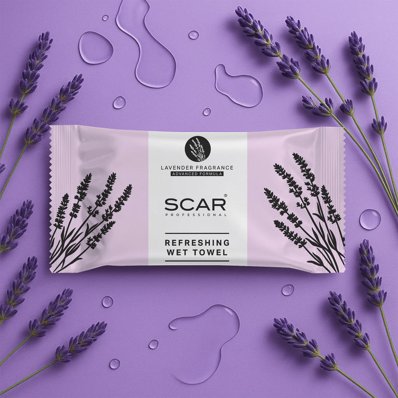 Lavender Refreshing Wet Towels - refreshing towels for salon - spa refreshing towels - scented refreshing towels - Al Basel Cosmetics - UAE