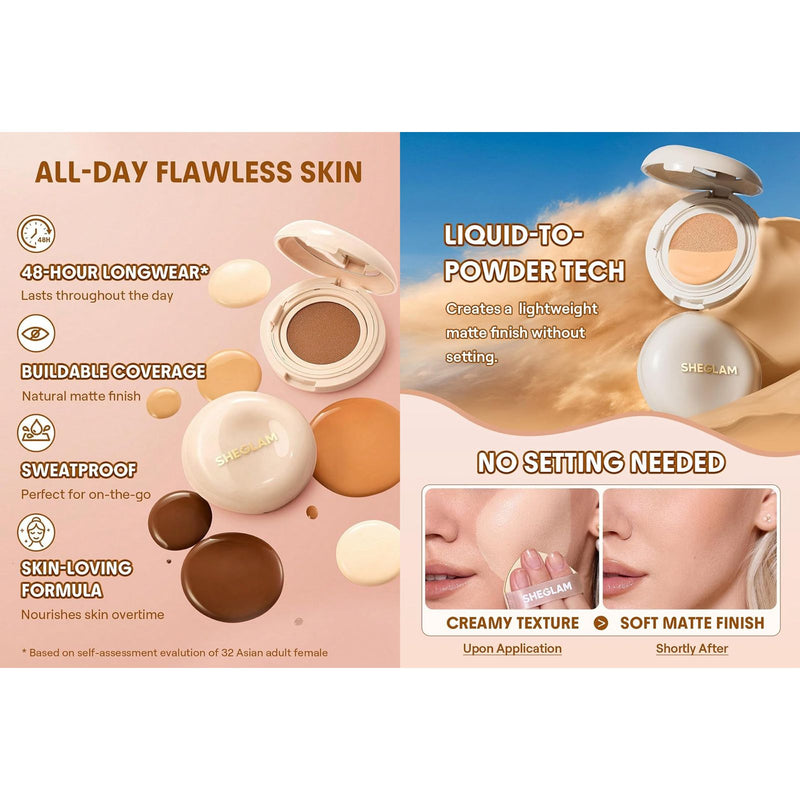 SHEGLAM Nude Cushion Foundation UAE – Long-Lasting Matte Finish Makeup - nude foundation in UAE - sheglam nude foundation - Al Basel Cosmetics