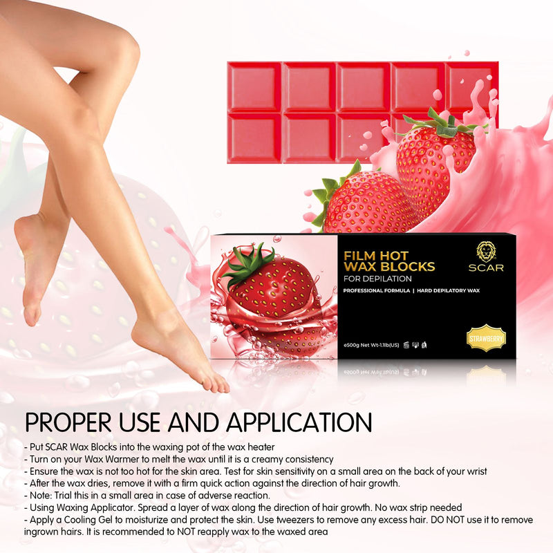 Professional Hair Removal Kit – Pink Wax Heater with Strawberry Wax Block & Spatulas - waxing kit - wax warmer - wax heater - Al Basel cosmetics - UAE