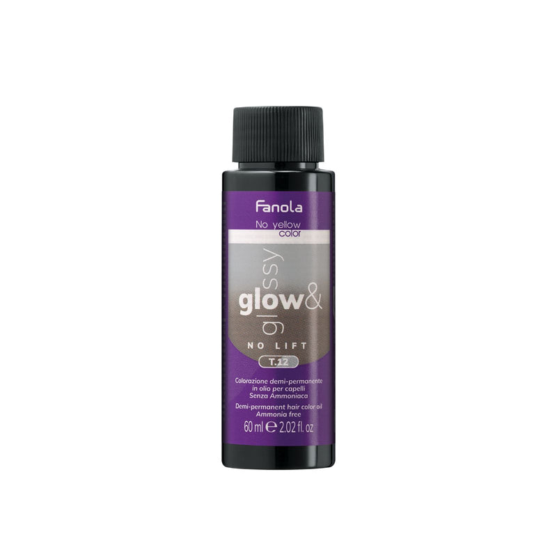 Fanola Glow & Glossy T.12 Ash/Violet Toner 60ml – Silver-violet toner for cool blonde hair and brilliant shine - Al Basel Cosmetics