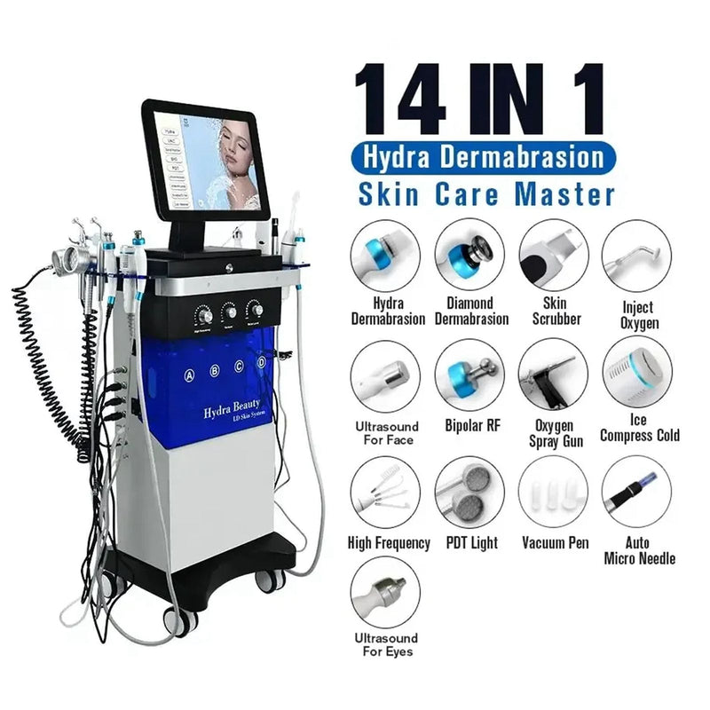 14‑in‑1 Hydra Dermabrasion Facial Machine – Complete Skin Care System for Salons & Clinics - Hydra Facial Machine UAE - Professional Skin Treatment Device - Facial Skin Rejuvenation - Clinic & Salon Facial Equipment - Anti-Aging Machine GCC - 14-in-1 Hydra Dermabrasion Device - Al Basel Cosmetics - UAE