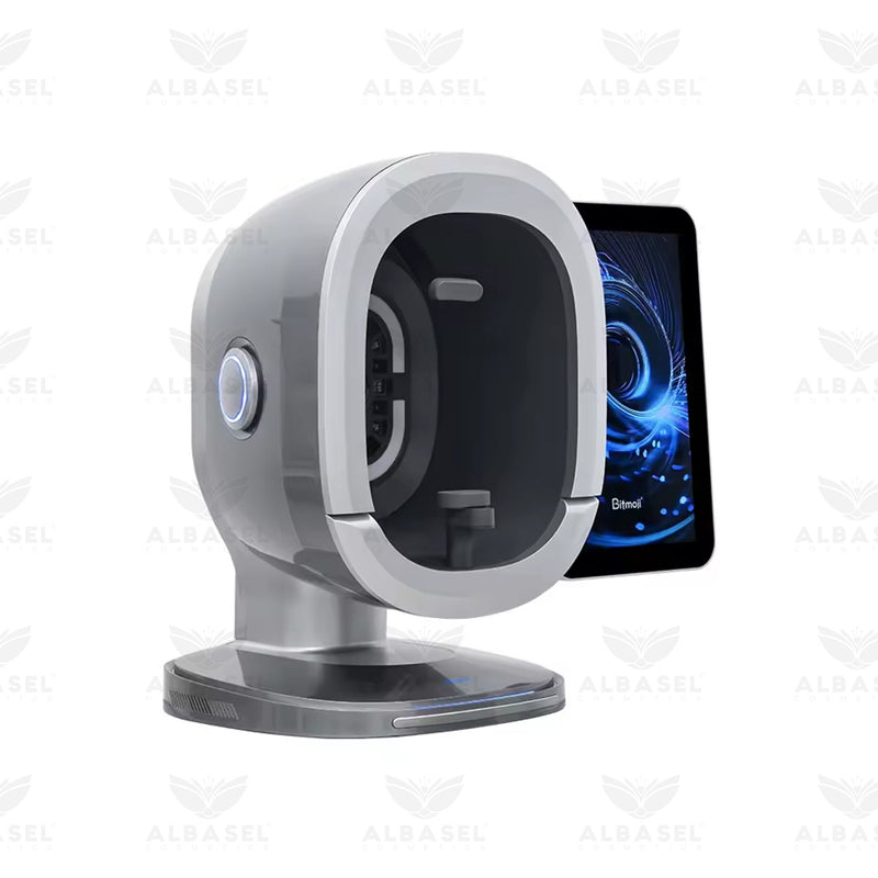 AI skin scanner UAE, 3D facial analyzer Dubai - professional skin analysis machine for clinics - 8 spectrum skin analyzer - facial skin diagnosis machine - skin aging prediction system - dermatology scanner UAE - salon skin analyzer device - aesthetic skin analysis system - Al Basel Cosmetics