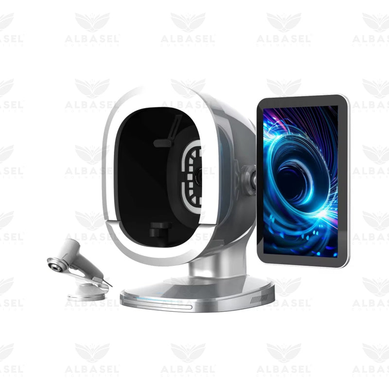 AI skin scanner UAE, 3D facial analyzer Dubai - professional skin analysis machine for clinics - 8 spectrum skin analyzer - facial skin diagnosis machine - skin aging prediction system - dermatology scanner UAE - salon skin analyzer device - aesthetic skin analysis system - Al Basel Cosmetics