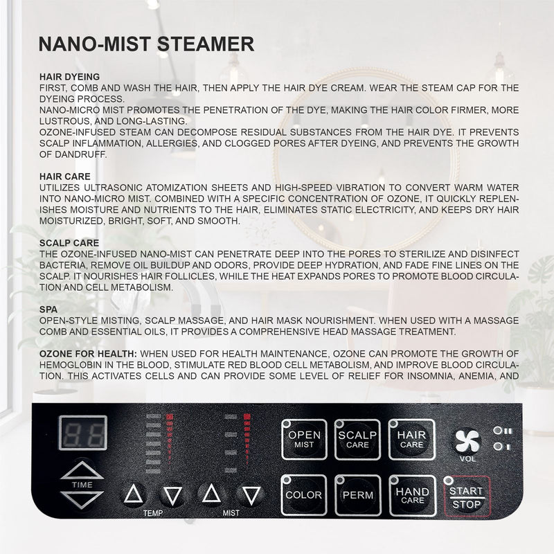 White Nano Mist Ozone Hair Steamer for Salon & Spa | Al Basel Cosmetics - Nano micro mist dye - Ozone hair steamer - UAE