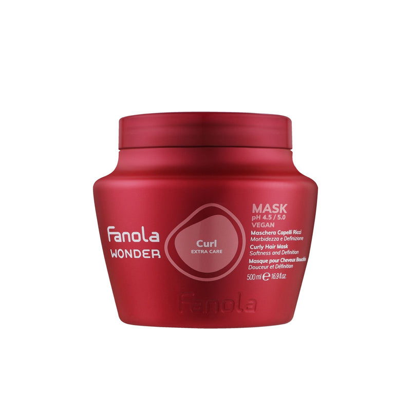 Fanola Wonder Curl Extra Care Mask 500ml – Vegan hair mask for curly and textured hair, detangles, reduces frizz, and defines curls