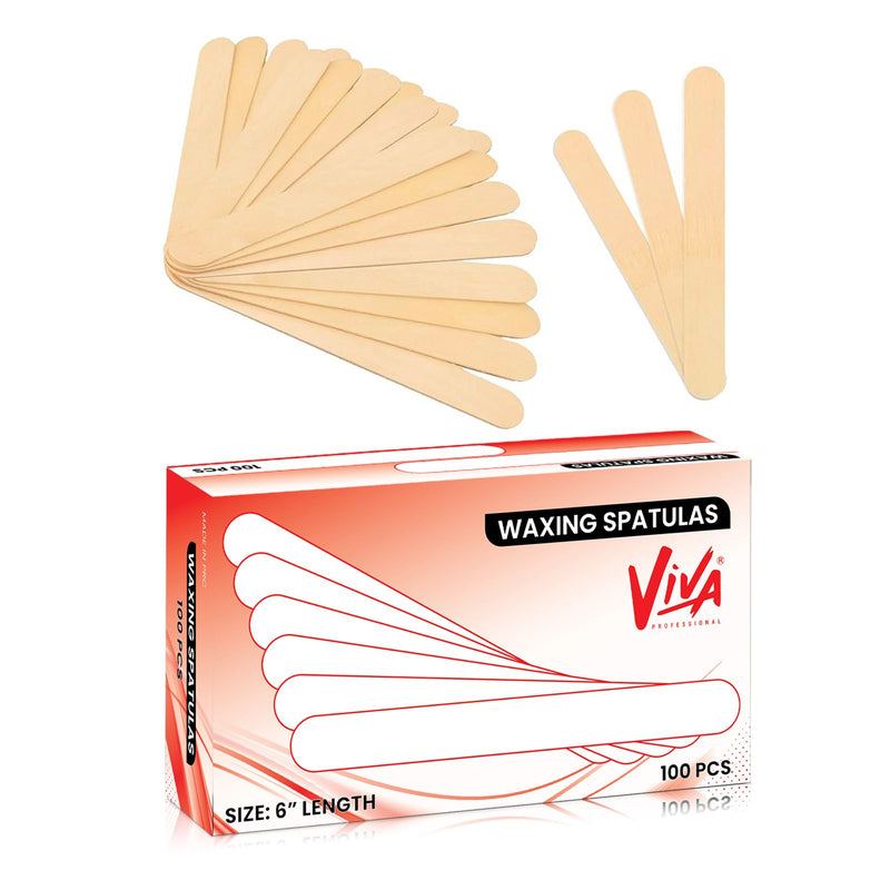 Viva Wooden Disposable Spatula for Waxing – Hygienic & Easy to Use | 100 Pcs Pack - Al Basel - UAE - waxing spatula - salon spa accessories