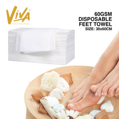 Disposable Feet Towels for Salon & Spa | Viva Professional - 150pcs Pack, 30x60cm 60GSM - foot towel for pedicure - Al basel cosmetics - UAE