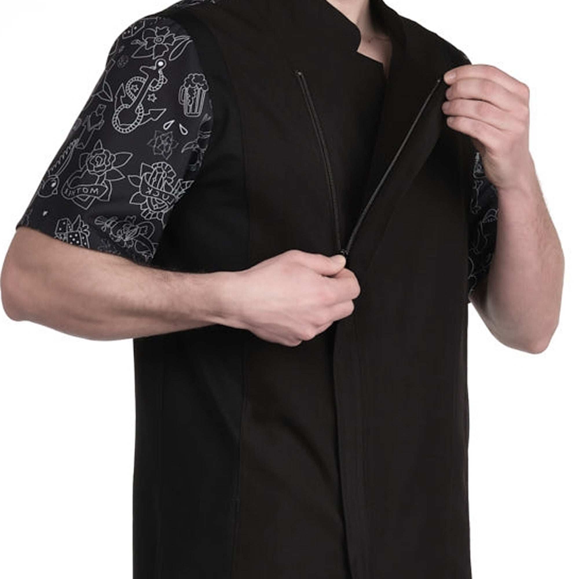 Stylish Men Barber Salon Apron Uniform Black with Pockets-Al Basel